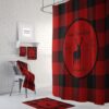 Shower Curtain, Lumberjack Plaid, Woodland, Custom Personalized, Deer, Lodge Decor Bath Mat, Towels