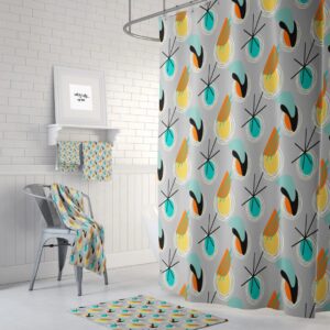 Shower Curtain, Mid Century Modern Shower Curtain, Bath Towels, Bath Mat, Bathroom Sets, Atomic Gray