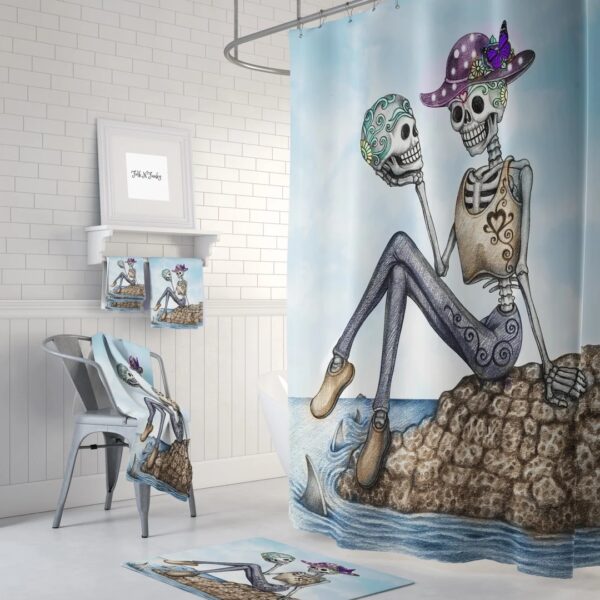 Shower Curtain, Sugar Skull, Skull Day Of The Dead, Bath Mat, Towels, Skeletons, Lets Talk It Over