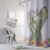 Shower Curtain, Watercolor Elephant, Floral, Bath Mat, Bath Towels, Hand Towels, Elephant Shower Cutain