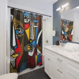 Shower Curtains Abstract Art, Bathroom Decor Design, Modern Art Print, Housewarming Gift, Unique Gift Idea