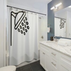 Shower Head Shower Curtain, Black And White Bath Curtain, Funny Bathroom Decor Housewarming Gift