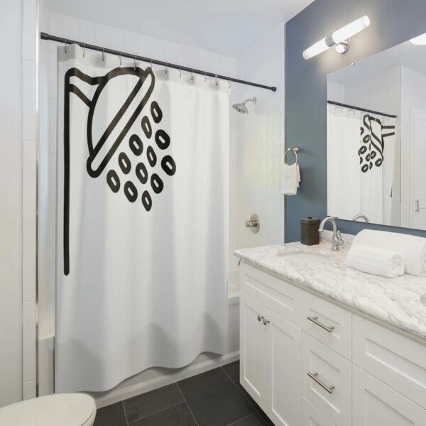 Shower Head Shower Curtain, Black And White Bath Curtain, Funny Bathroom Decor Housewarming Gift