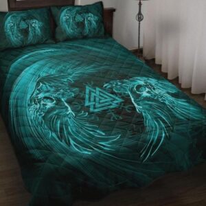 Skull and Raven Tree of Life Valknut Quilt Bed Set, Viking Bed Set Throw, Twin, Queen, King Size, Viking Quilt Bedding Set Blanket, Viking Quilt For Bedroom, Gifts for Viking Lover