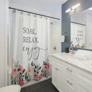 Soak Relax Enjoy Shower Curtain, Women's Bathroom Curtain, Housewarming Gift, Unique Shower Curtain, Cute Bath Decor