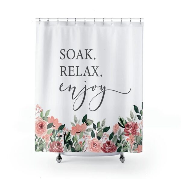 Soak Relax Enjoy Shower Curtain, Women's Bathroom Curtain, Housewarming Gift, Unique Shower Curtain, Cute Bath Decor