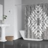 Southwestern Design Shower Curtain, Bohemian Abstract Black and White Bath Curtain, Unique Tribal Bathroom Decor