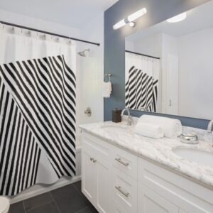 Striped Shower Curtain, Bold Black and White Stripe Bath Curtain, Designer Bathroom Decor