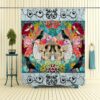 Sugar Skull Shower Curtain, Day Of The Dead, Crackled Floral Crows SkullsAntiquated Love