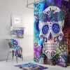 Sugar Skull Shower Curtain, Skull Bathroom Decor, Day Of The Dead, Flowers and Butterflies