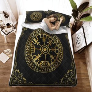 The Helm of Awe Viking Quilt, Viking Quilt Bedding Set Blanket, Viking Quilt For Bedroom, Gifts for Viking Lover