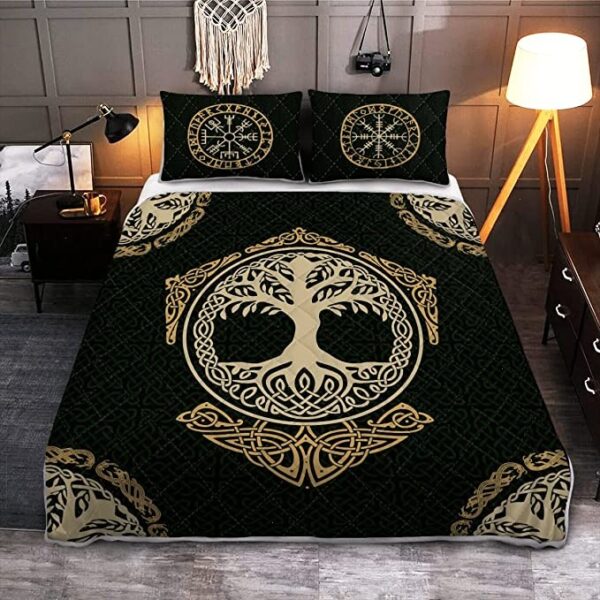 The Tree Of Life In Norse Mythology Quilt Bedding Set , Viking Quilt Bedding Set Blanket, Viking Quilt For Bedroom, Gifts for Viking Lover