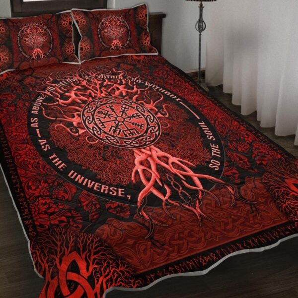 Tree Of Life Viking Viking Quilt Set Throw, Twin, Queen, King Size, Viking Quilt Bedding Set Blanket, Viking Quilt For Bedroom, Gifts for Viking Lover