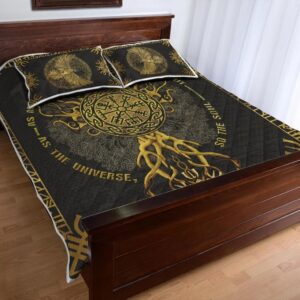 Tree Of Life Yggdrasil Viking Quilt Set Throw, Twin, Queen, King Size, Viking Quilt Bedding Set Blanket, Viking Quilt For Bedroom, Gifts for Viking Lover