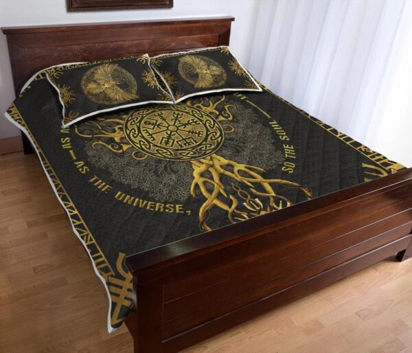 Tree Of Life Yggdrasil Viking Quilt Set Throw, Twin, Queen, King Size, Viking Quilt Bedding Set Blanket, Viking Quilt For Bedroom, Gifts for Viking Lover