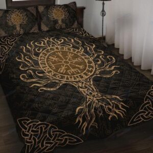 Tree of Life Viking Quilt Bed Set, Viking Quilt Bedding Set Blanket, Viking Quilt For Bedroom, Gifts for Viking Lover