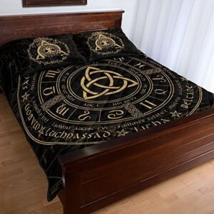 Triquetra Celtic Wheel of The Year Viking Quilt Bed Set , Viking Quilt Bedding Set Blanket, Viking Quilt For Bedroom, Gifts for Viking Lover