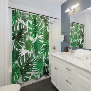 Tropical Shower Curtain, Palm Leaves Shower Curtain, Nature Lover Shower Curtain Bathroom Decor, Housewarming Gift