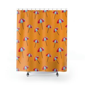 Tropical Umbrella Shower Curtain, Coastal Shower Curtain, Beach Theme Shower Curtain Bathroom Decor, Housewarming Gift