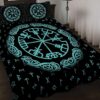Turquoise Viking Quilt - Viking Celtic Galaxy Quilt, Norse Viking Bedset Coverlet Bedding Set, Viking Quilt Bedding Set Blanket, Viking Quilt For Bedroom, Gifts for Viking Lover