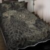 Valknut with Helm of Awe and Horn Triskelion - Black Vikings Quilt, Viking Quilt Bedding Set Blanket, Viking Quilt For Bedroom, Gifts for Viking Lover