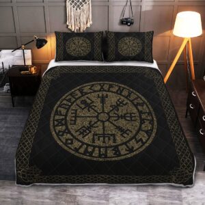 Vegvisir Made Of Stone Quilt Bed Set, Viking Quilt Bedding SeThrow, Twin, Queen, King Size, Viking Quilt Bedding Set Blanket, Viking Quilt For Bedroom, Gifts for Viking Lover