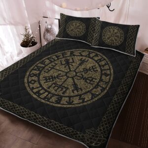 Vegvisir Made Of Stone Quilt Bed Set, Viking Quilt Bedding SeThrow, Twin, Queen, King Size, Viking Quilt Bedding Set Blanket, Viking Quilt For Bedroom, Gifts for Viking Lover