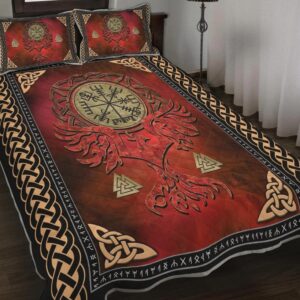 Vegvisir and Phoenix - Viking Quilt Set Throw, Twin, Queen, King Size, Viking Quilt Bedding Set Blanket, Viking Quilt For Bedroom, Gifts for Viking Lover