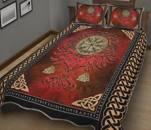 Vegvisir and Phoenix - Viking Quilt Set Throw, Twin, Queen, King Size, Viking Quilt Bedding Set Blanket, Viking Quilt For Bedroom, Gifts for Viking Lover
