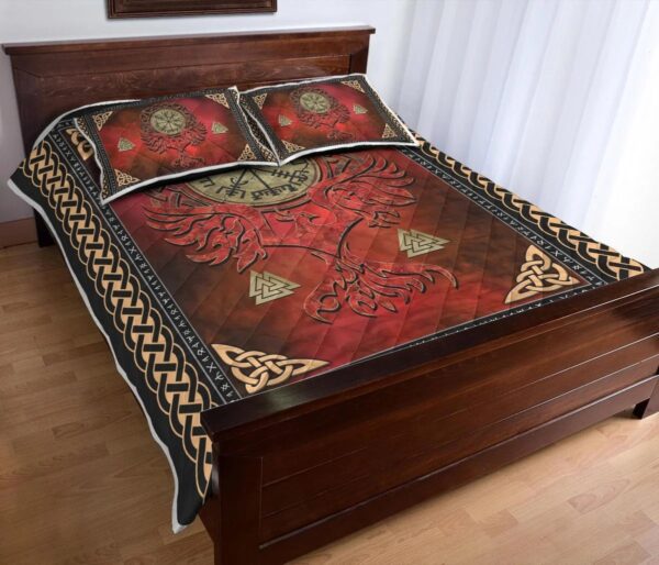Vegvisir and Phoenix - Viking Quilt Set Throw, Twin, Queen, King Size, Viking Quilt Bedding Set Blanket, Viking Quilt For Bedroom, Gifts for Viking Lover