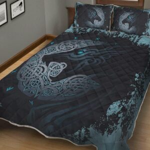 Viking Fenrir Wolf Quilt - Son of Loki, Viking Quilt Bedding Set Blanket, Viking Quilt For Bedroom, Gifts for Viking Lover