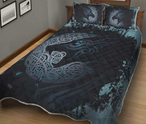 Viking Fenrir Wolf Quilt - Son of Loki, Viking Quilt Bedding Set Blanket, Viking Quilt For Bedroom, Gifts for Viking Lover