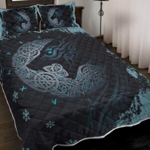 Viking Fenrir Wolf Quilt - Son of Loki, Viking Quilt Bedding Set Blanket, Viking Quilt For Bedroom, Gifts for Viking Lover