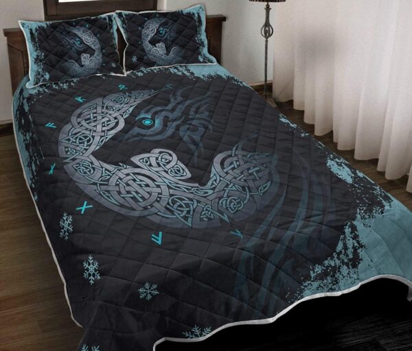 Viking Fenrir Wolf Quilt - Son of Loki, Viking Quilt Bedding Set Blanket, Viking Quilt For Bedroom, Gifts for Viking Lover