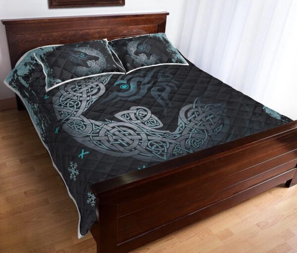 Viking Fenrir Wolf Quilt - Son of Loki, Viking Quilt Bedding Set Blanket, Viking Quilt For Bedroom, Gifts for Viking Lover
