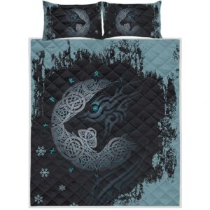 Viking Fenrir Wolf Quilt - Son of Loki, Viking Quilt Bedding Set Blanket, Viking Quilt For Bedroom, Gifts for Viking Lover