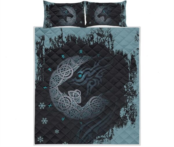 Viking Fenrir Wolf Quilt - Son of Loki, Viking Quilt Bedding Set Blanket, Viking Quilt For Bedroom, Gifts for Viking Lover