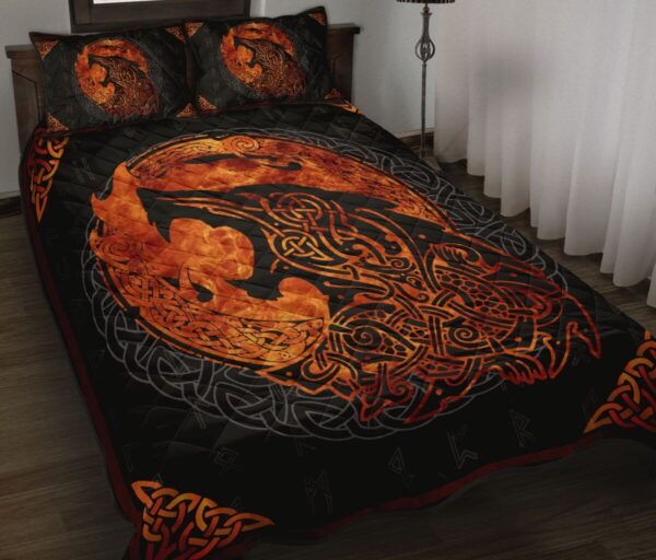 Viking Quilt Bed Set – Celtic Fenrir Bedding Set , Viking Quilt Bedding Set Blanket, Viking Quilt For Bedroom, Gifts for Viking Lover