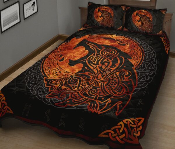 Viking Quilt Bed Set – Celtic Fenrir Bedding Set , Viking Quilt Bedding Set Blanket, Viking Quilt For Bedroom, Gifts for Viking Lover