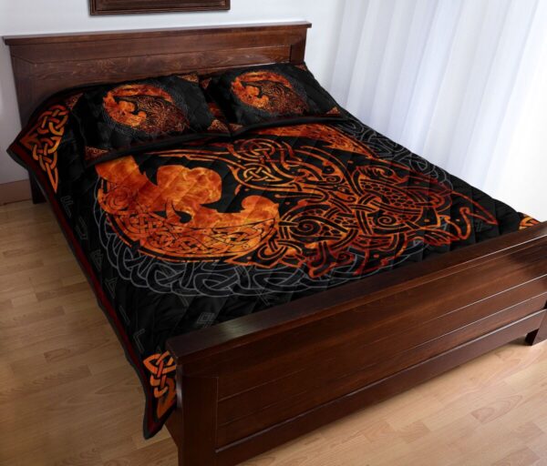 Viking Quilt Bed Set – Celtic Fenrir Bedding Set , Viking Quilt Bedding Set Blanket, Viking Quilt For Bedroom, Gifts for Viking Lover