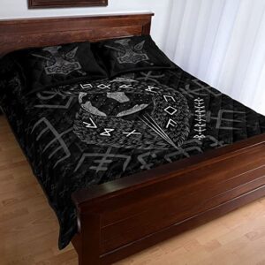Viking Quilt Bed Set – Jörmungandr Dragon Personalized Quilt Bedding Set , Viking Quilt Bedding Set Blanket, Viking Quilt For Bedroom, Gifts for Viking Lover