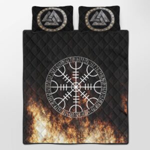 Viking Quilt Bedding Set, Raven Rune Quilt Bed Set Throw, Twin, Queen, King Size, Viking Quilt Bedding Set Blanket, Viking Quilt For Bedroom, Gifts for Viking Lover
