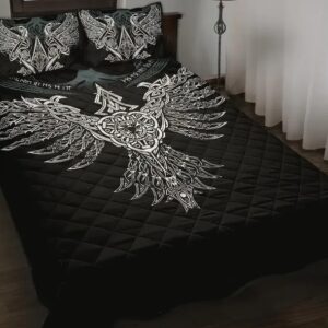 Viking Raven Quilt Bed Set, Viking Bed Set Throw, Twin, Queen, King Size, Viking Quilt Bedding Set Blanket, Viking Quilt For Bedroom, Gifts for Viking Lover