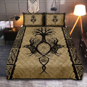 Viking Raven Tree of Life Quilt Bedding Set , Viking Quilt Bedding Set Blanket, Viking Quilt For Bedroom, Gifts for Viking Lover