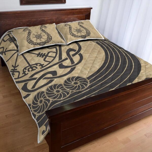 Viking Ship Quilt Set Throw, Twin, Queen, King Size, Viking Quilt Bedding Set Blanket, Viking Quilt For Bedroom, Gifts for Viking Lover