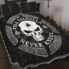 Viking Skull Tattoo Style Quilt Set Throw, Twin, Queen, King Size, Viking Quilt Bedding Set Blanket, Viking Quilt For Bedroom, Gifts for Viking Lover
