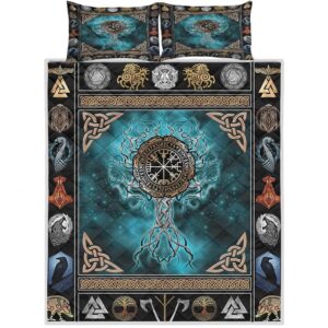 Viking Tree of Life Quilt Sets, Viking Quilt Bedding Set Blanket, Viking Quilt For Bedroom, Gifts for Viking Lover
