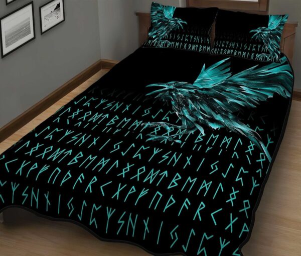 Vikings Raven Tattoo Style Quilt, Viking Quilt Bedding Set Blanket, Viking Quilt For Bedroom, Gifts for Viking Lover