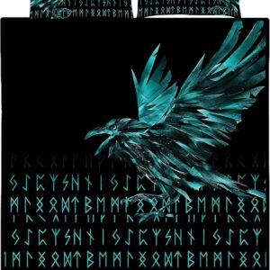 Vikings Raven Tattoo Style Quilt, Viking Quilt Bedding Set Blanket, Viking Quilt For Bedroom, Gifts for Viking Lover