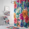 Vintage Inspired Gypsy Floral Shower Curtain Optional Bath Mat, Bath Towels, Bathroom Decor